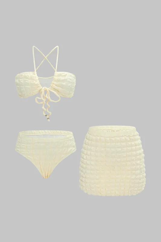 Halter Neck Tie-Up High Waist Three-Pieces Bikini Set sold by Micas