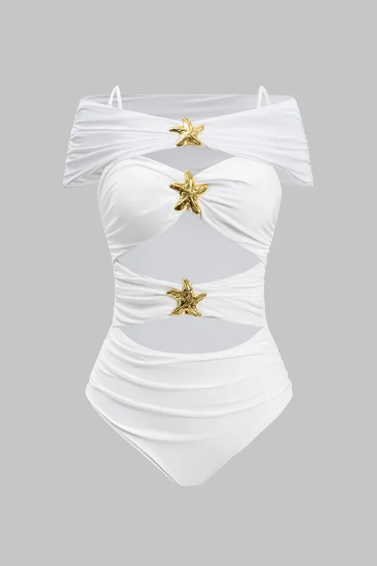 Metallic Decor Ruched Cut Out Bikini Set sold by Micas