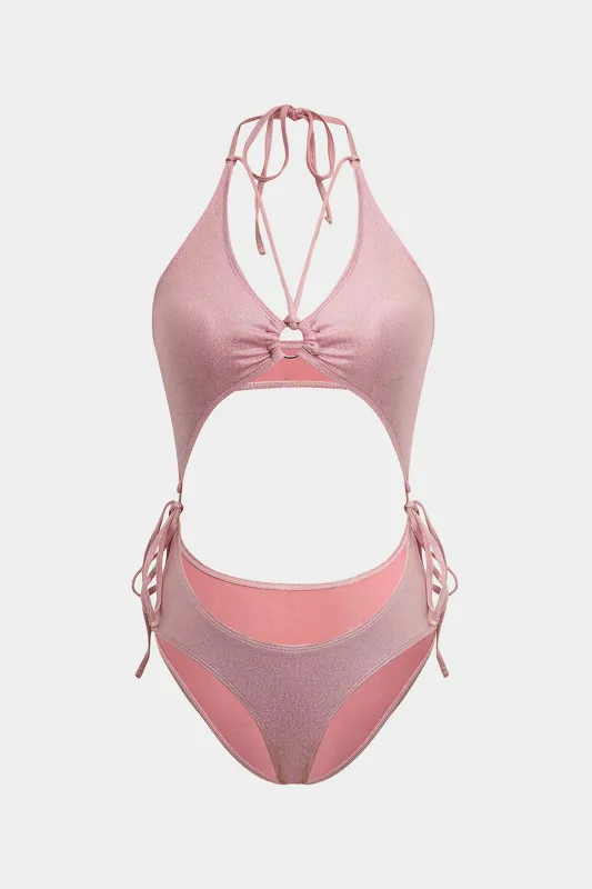 Halter Neck Tie-Up Cut Out Bikini Set sold by Micas