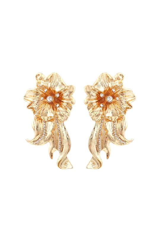 Gold-Plated Floral Leaf Earrings sold by Micas
