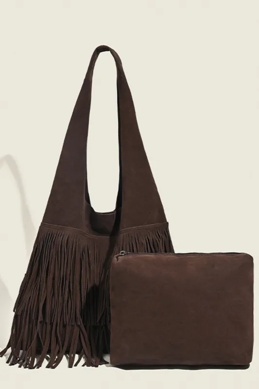 Suede Fringe Large Capacity Shoulder Bag sold by Micas