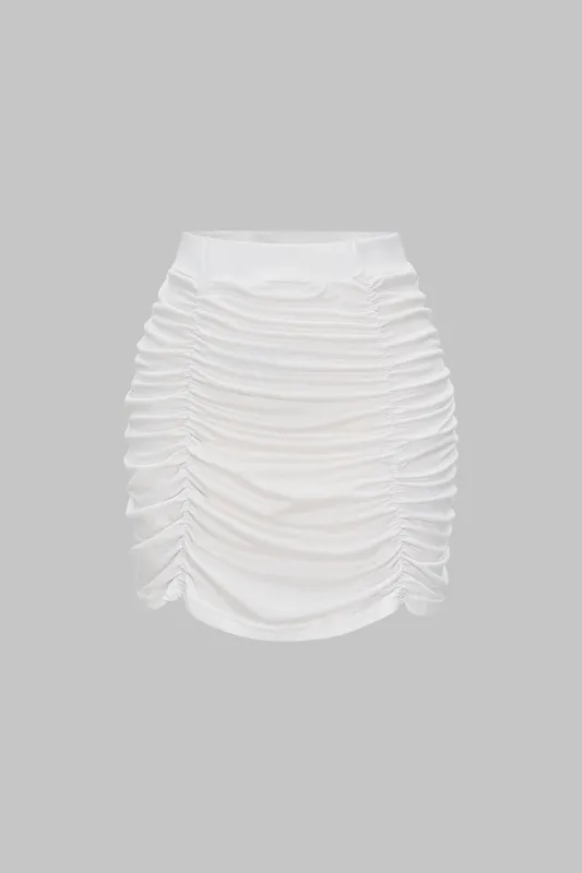 Ruched High Waist Mini Skirt sold by Micas