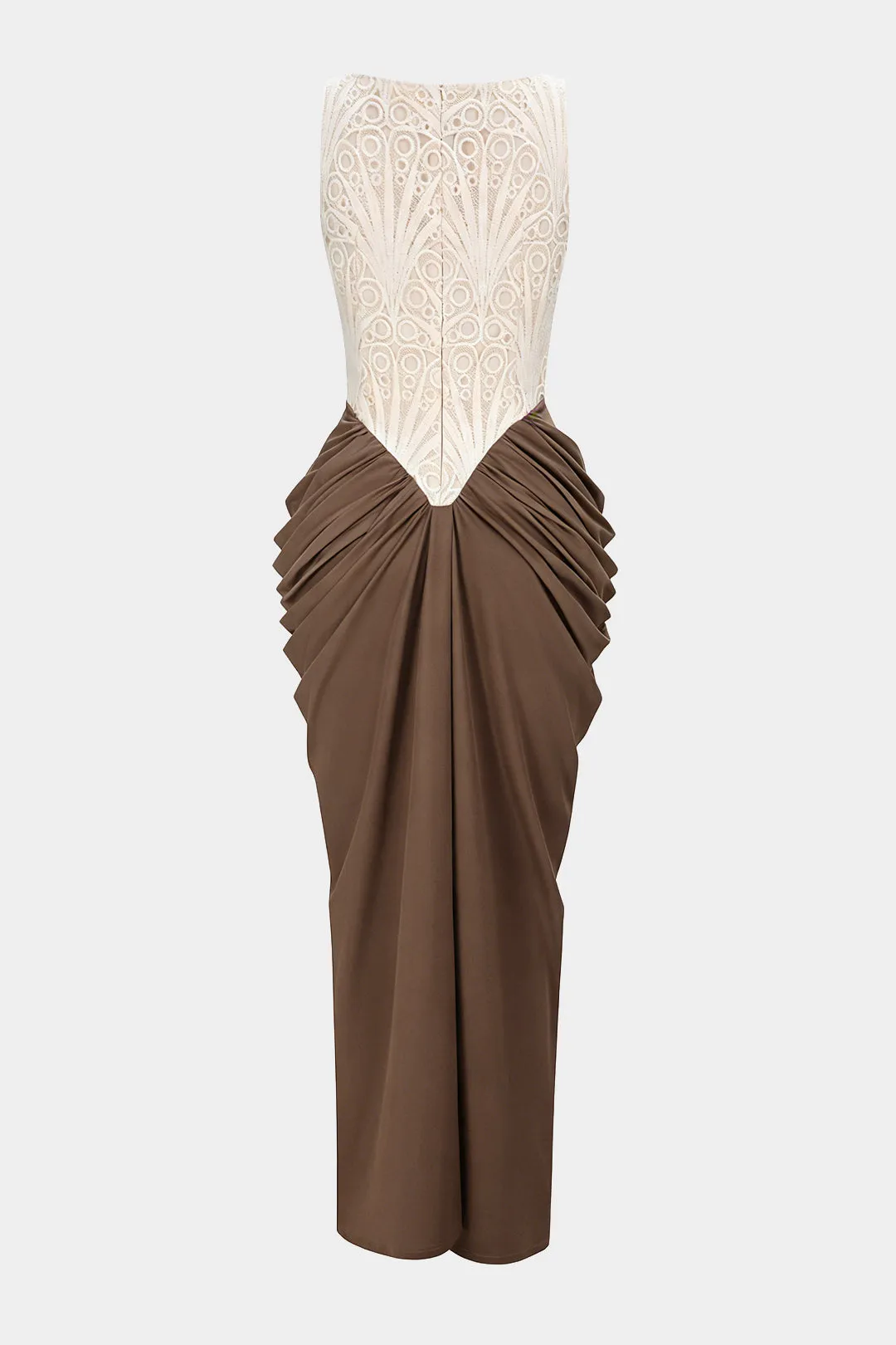 Embroidery Patchwork Square Neck Ruched Sleeveless Maxi Dress sold by Micas product image thumbnail 2