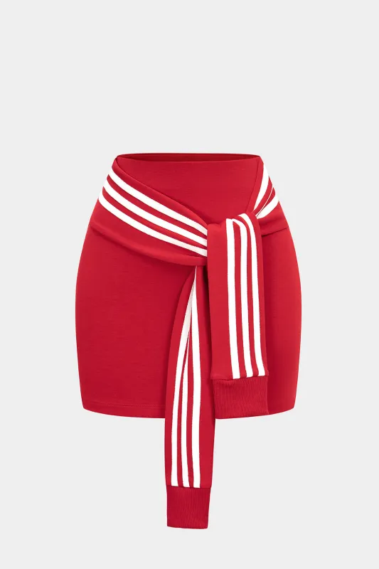 Contrast Stripes Tie-Up Skirt sold by Micas