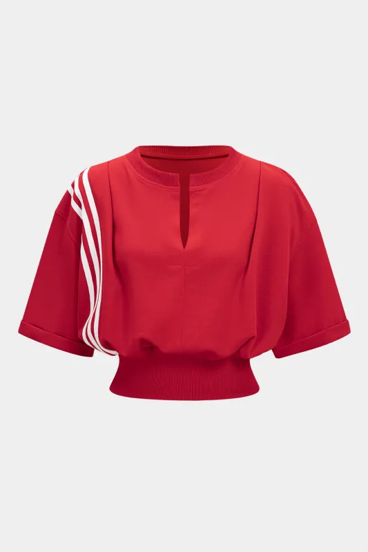 Contrast Stripes V-Neck Top sold by Micas