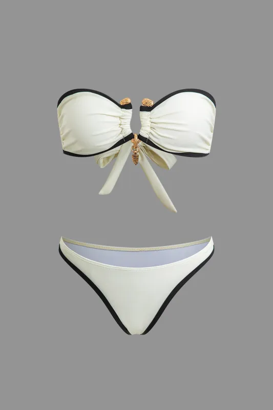 Contrast Tie Up Bikini Set sold by Micas
