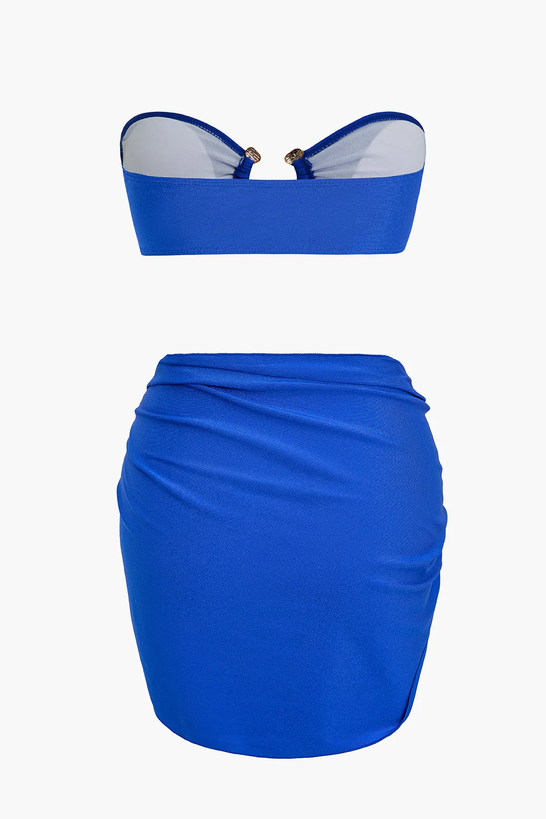 Metalic Decor Asymmetrical Ruched Tie Up Bikini Set sold by Micas product image thumbnail 4