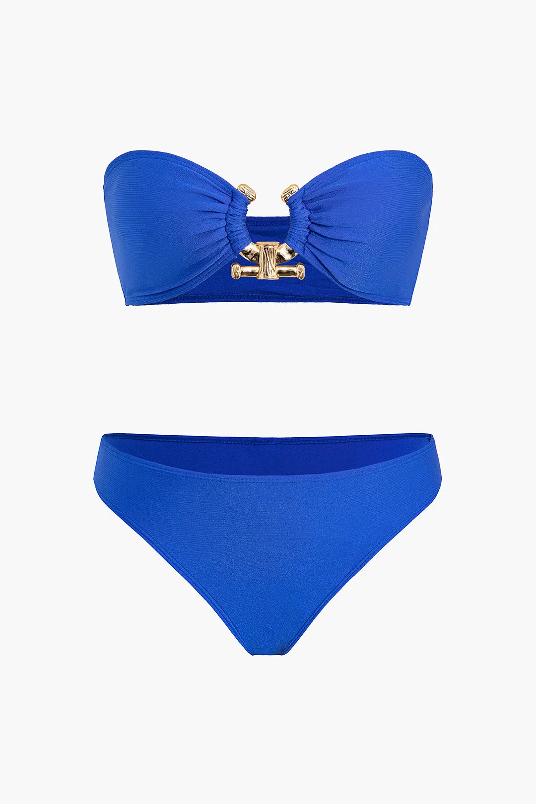Metalic Decor Asymmetrical Ruched Tie Up Bikini Set sold by Micas product image thumbnail 2