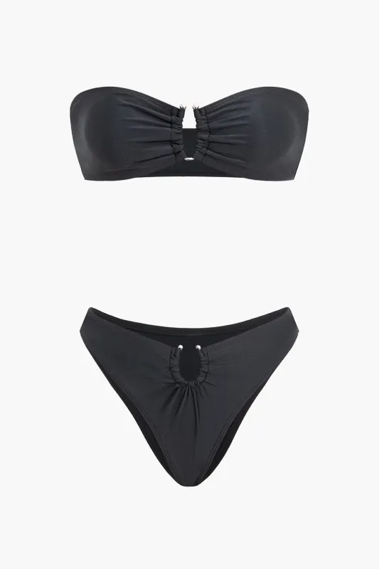 Solid Ruched Bikini Set sold by Micas