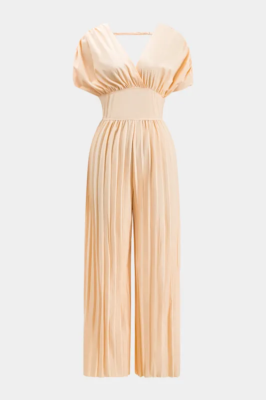 V-Neck Pleated Sleeveless Jumpsuit sold by Micas