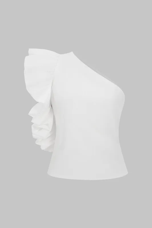 Single Shoulder Ruffle Tank Top sold by Micas