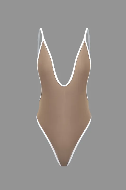 Contrast Backless Swimsuit sold by Micas