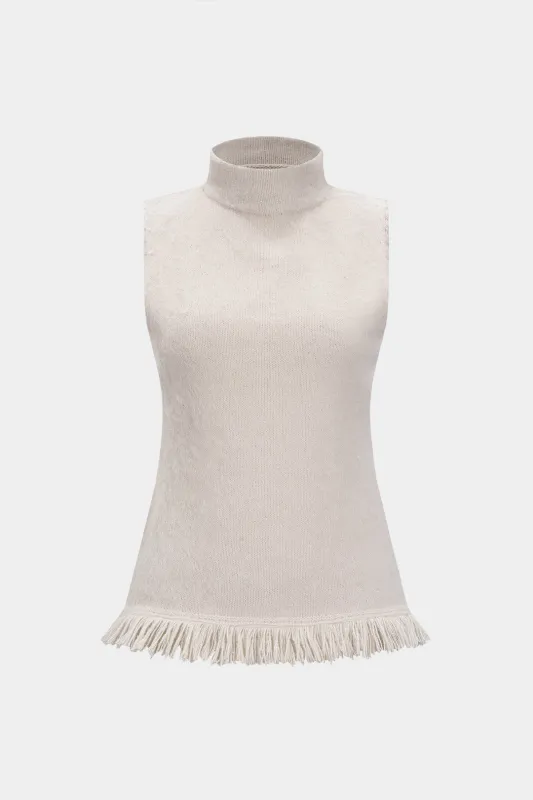 Mock Neck Fringe Hem Tank Top sold by Micas