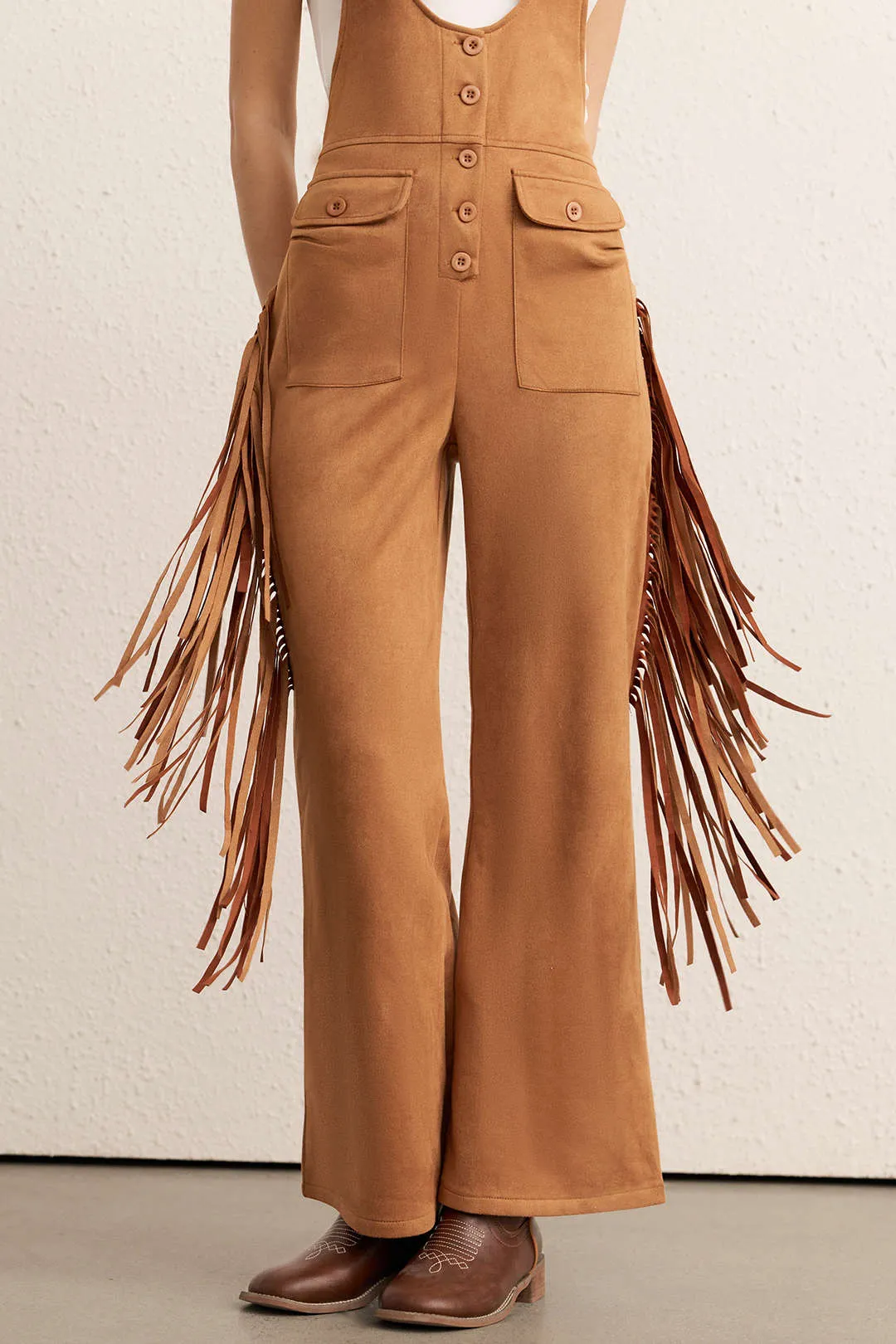 Fringe Button Sleeveless Wide Leg Jumpsuit sold by Micas product image thumbnail 4