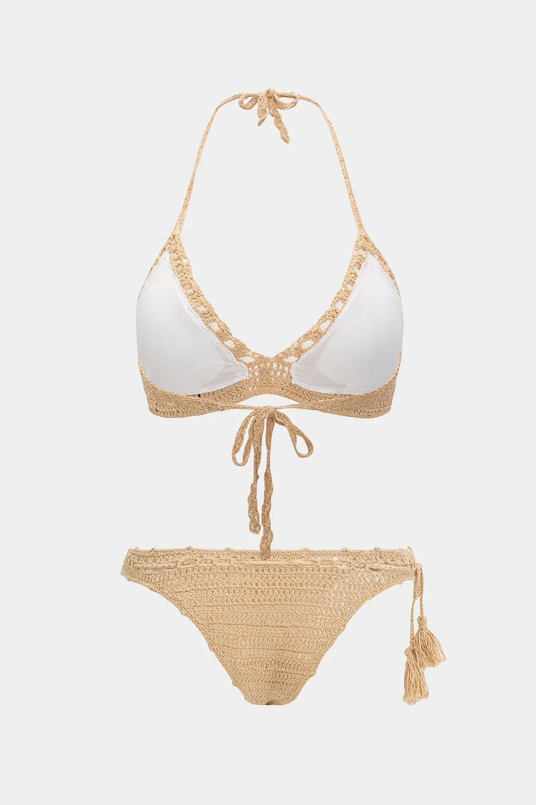 Shell Beaded Decor Halter Neck Tie-Up Backless Bikini Set sold by Micas product image thumbnail 2