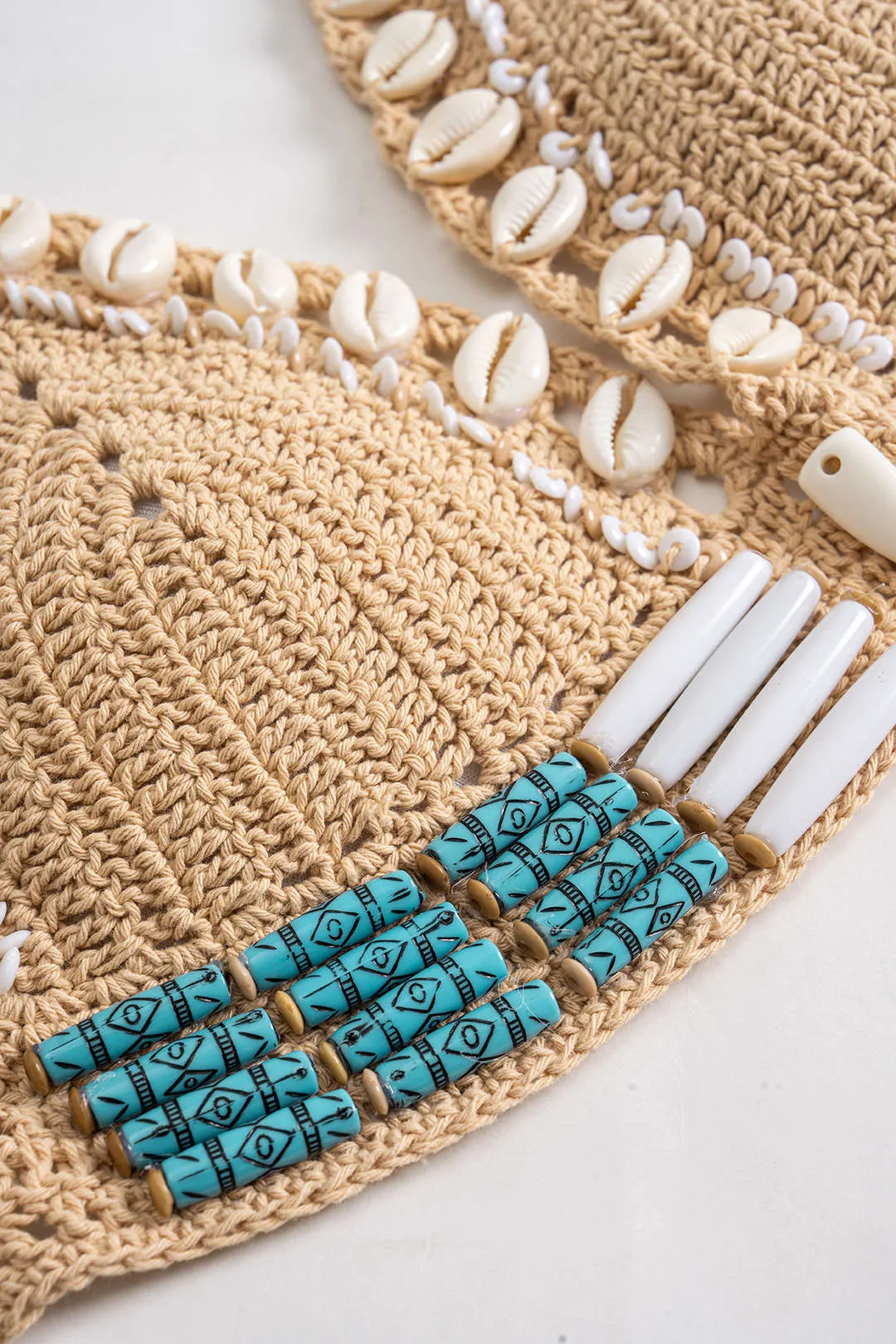 Shell Beaded Decor Halter Neck Tie-Up Backless Bikini Set sold by Micas product image thumbnail 4