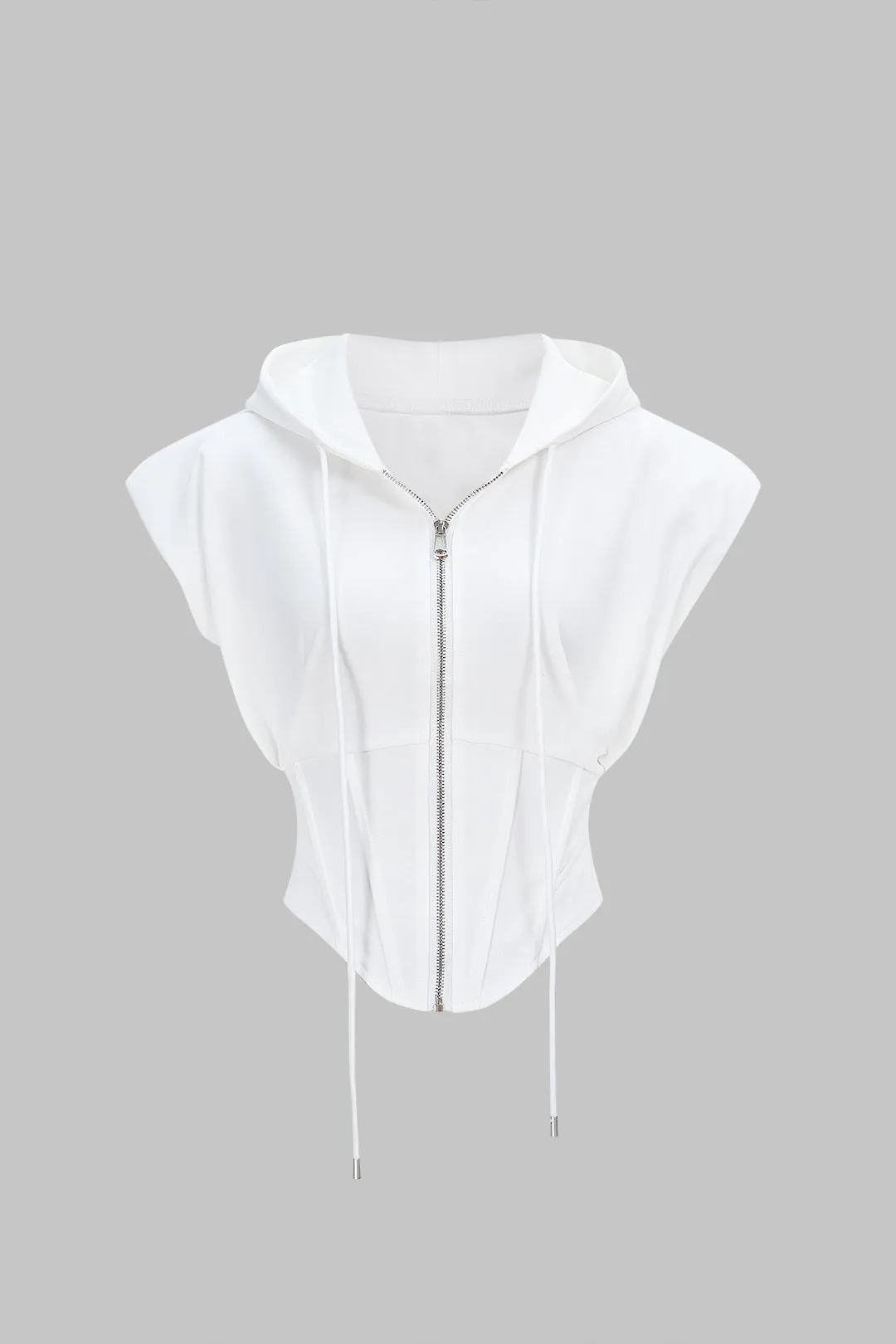 Zipper Drawstring Sleeveless Hoodie sold by Micas