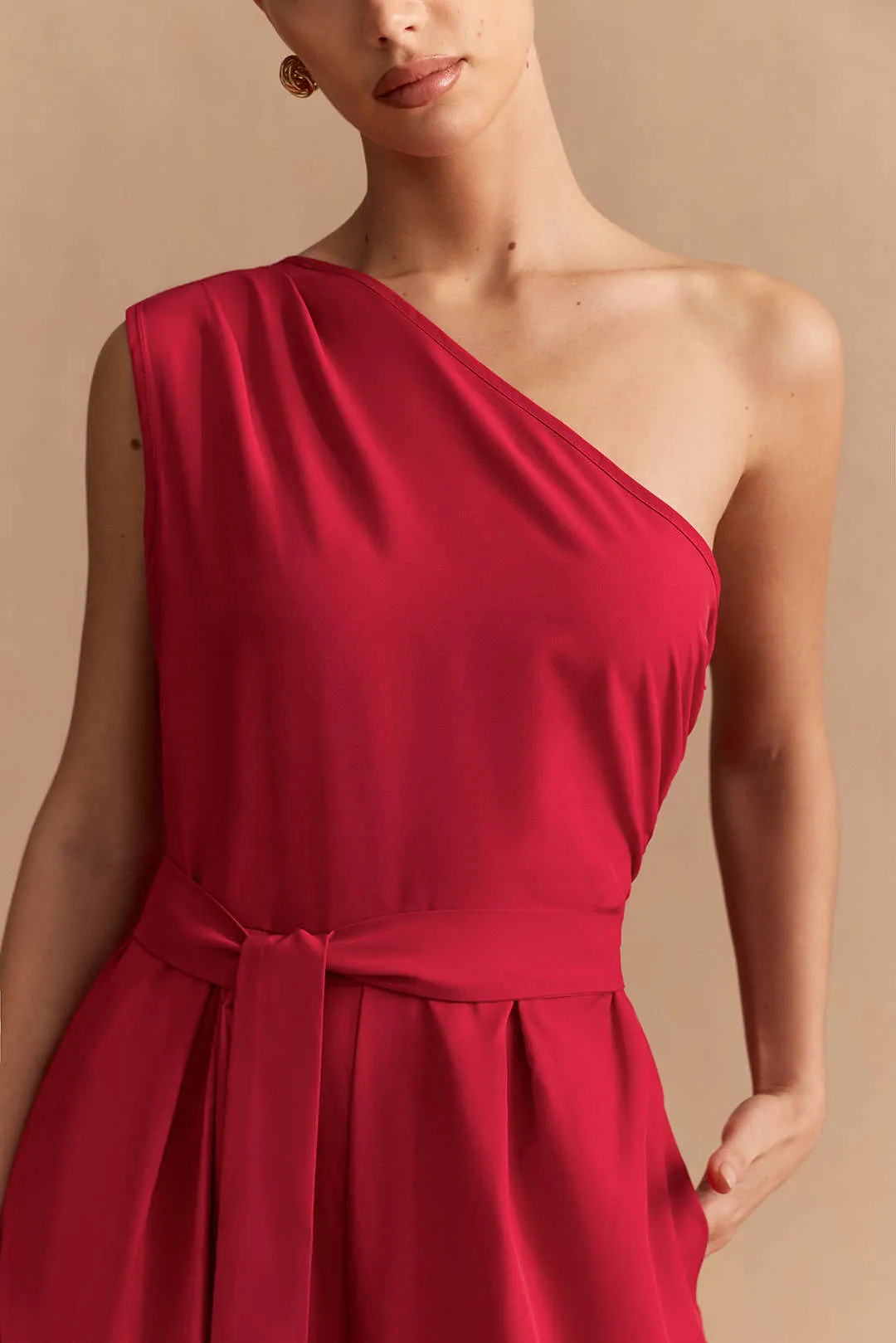 Solid One Shoulder Strappy Sleeveless Jumpsuit sold by Micas product image thumbnail 4