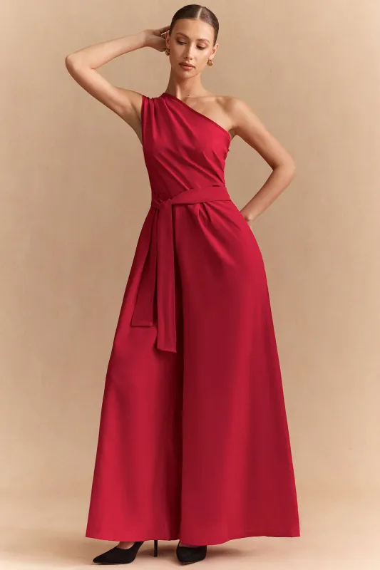 Solid One Shoulder Strappy Sleeveless Jumpsuit sold by Micas