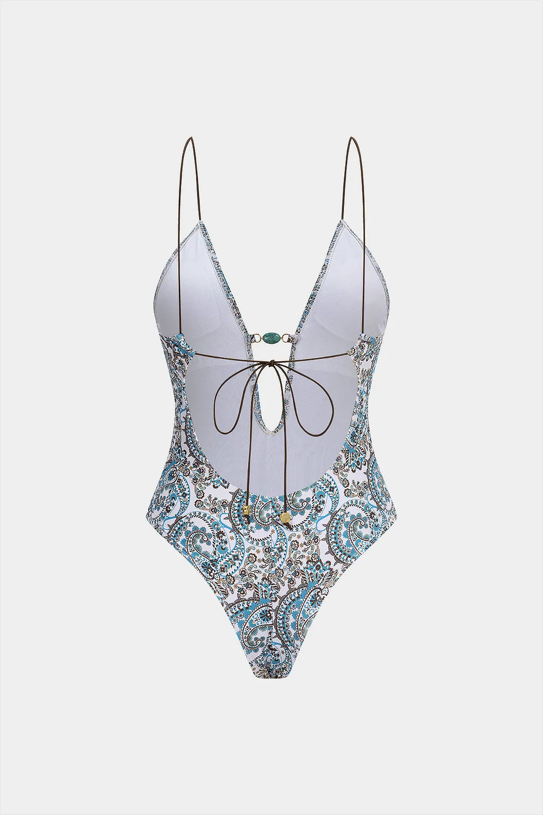 Artistic Print V-Neck Tie Back Backless Swimsuit sold by Micas product image thumbnail 2