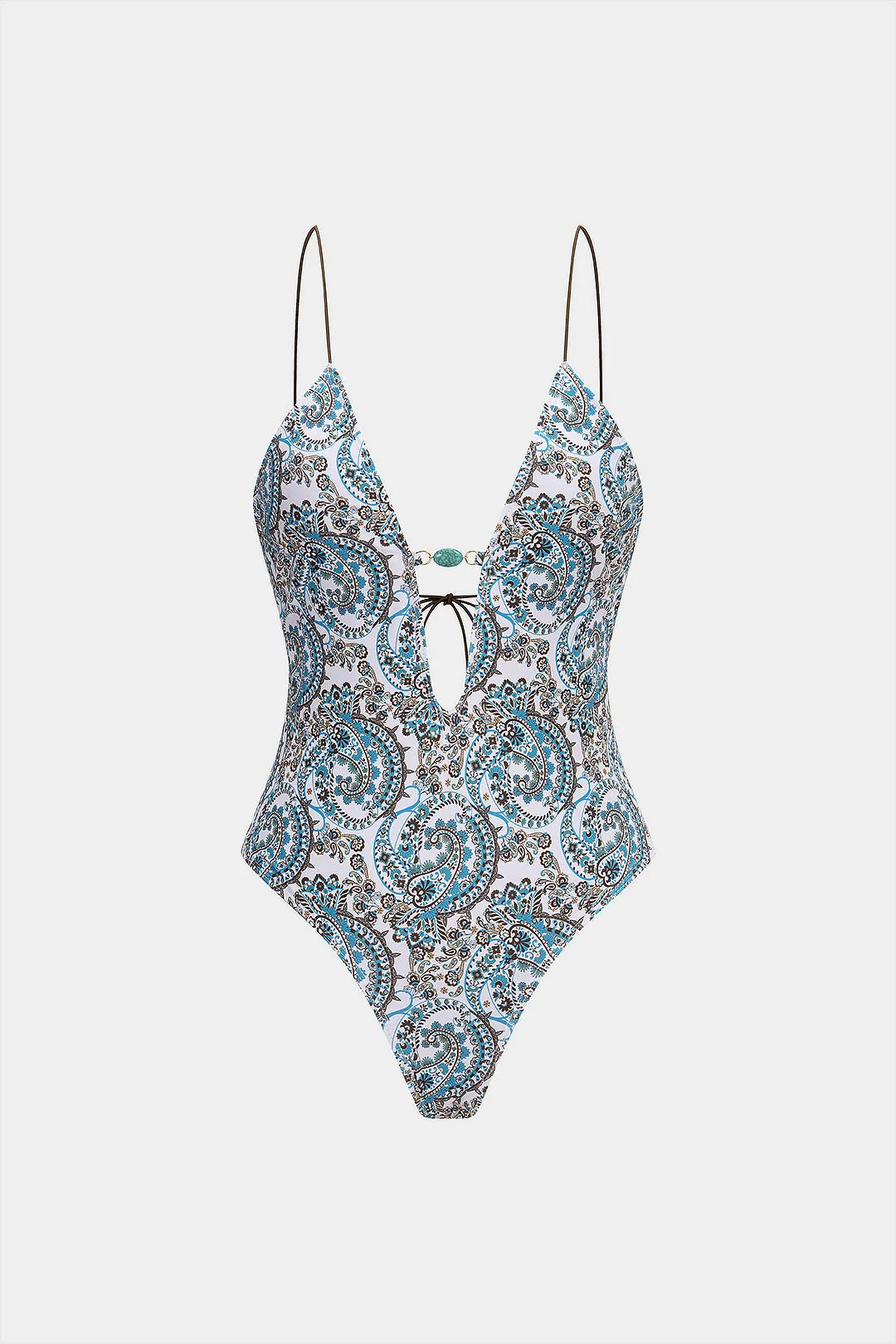 Artistic Print V-Neck Tie Back Backless Swimsuit sold by Micas