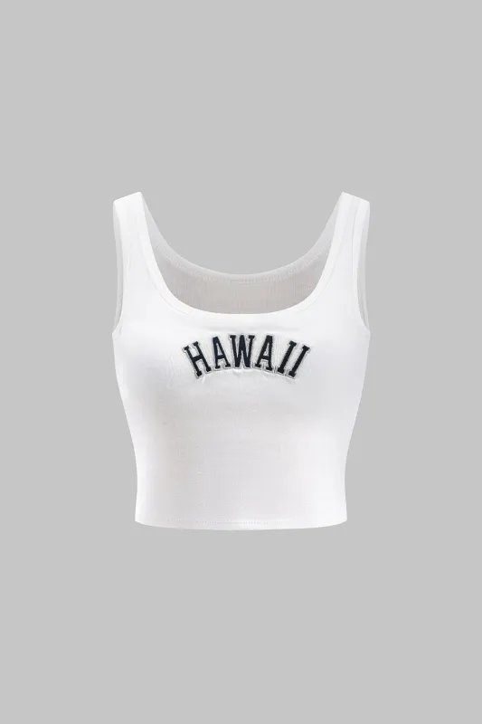 Embroidery Letter Print Sleeveless Cami Top sold by Micas