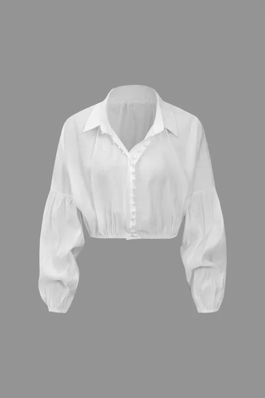 Ruched Button Long-Sleeve Shirt sold by Micas