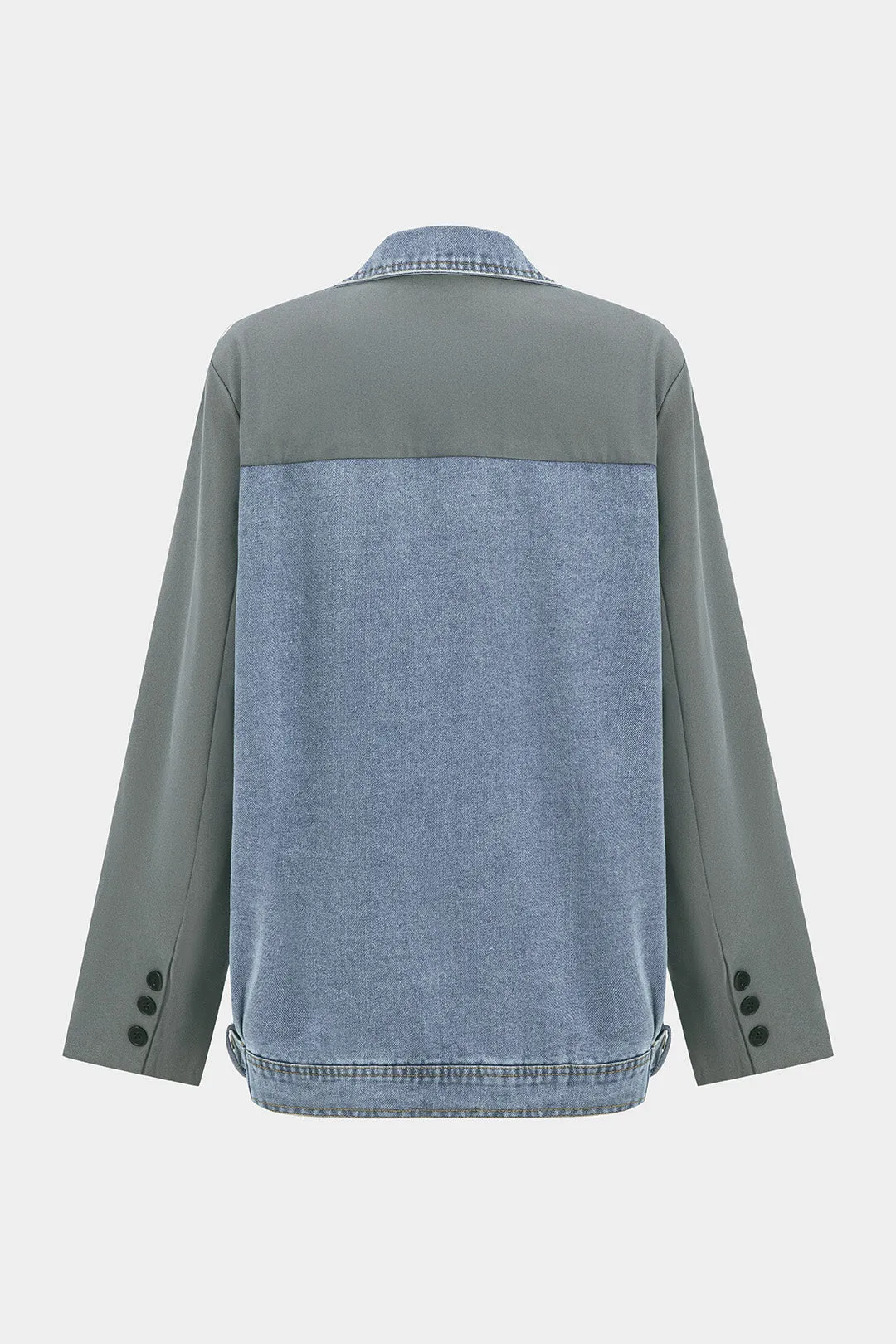 Denim Patchwork Long Sleeve Blazer sold by Micas product image thumbnail 2