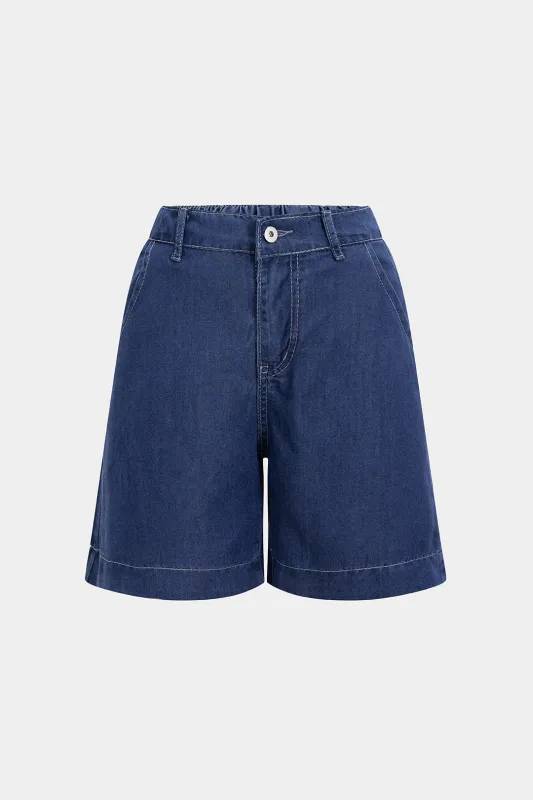 Denim High Waist Wide Leg Shorts made by Micas