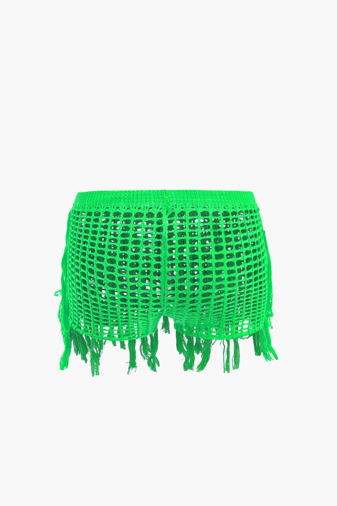 Knit Halter Neck Tie Up Fringe Cut Out Backless Cami Top And shorts Set sold by Micas product image thumbnail 5