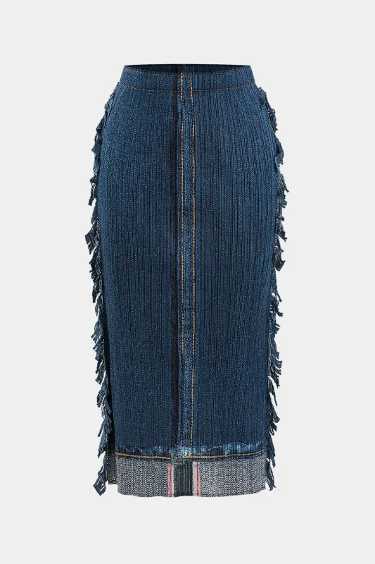 Pleated Fringe Pocket Skirt made by Micas