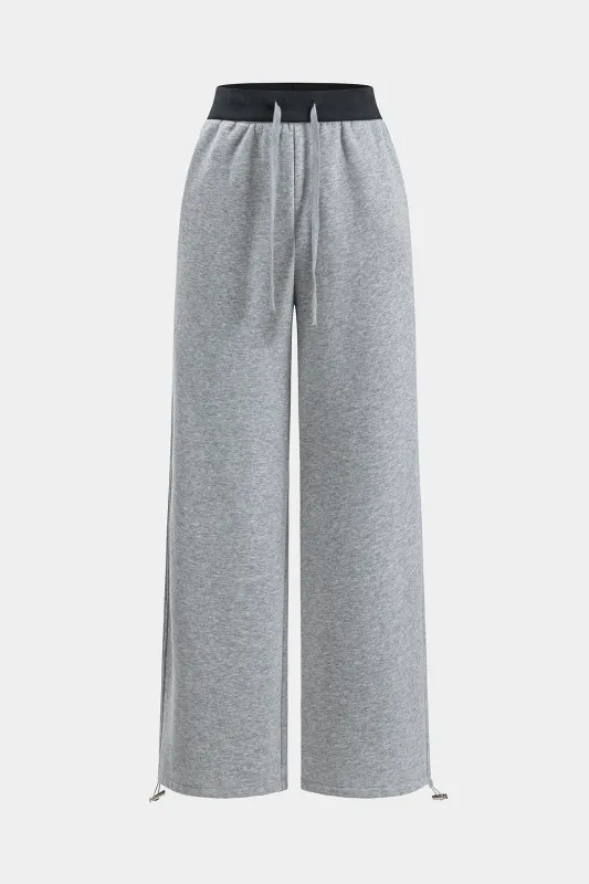 Contrast Drawstring Loose Wide Leg Pants sold by Micas