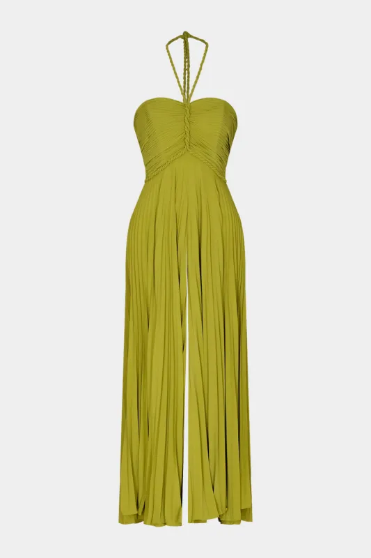 Halter Neck Tie Back Pleated Twist Knot Sleeveless Jumpsuit sold by Micas