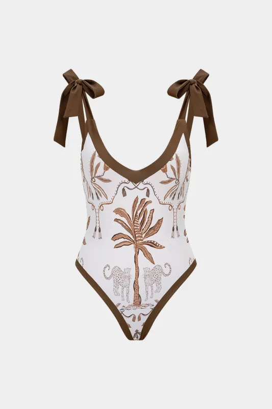 Artistic Print V-Neck Strappy Bikini Top sold by Micas