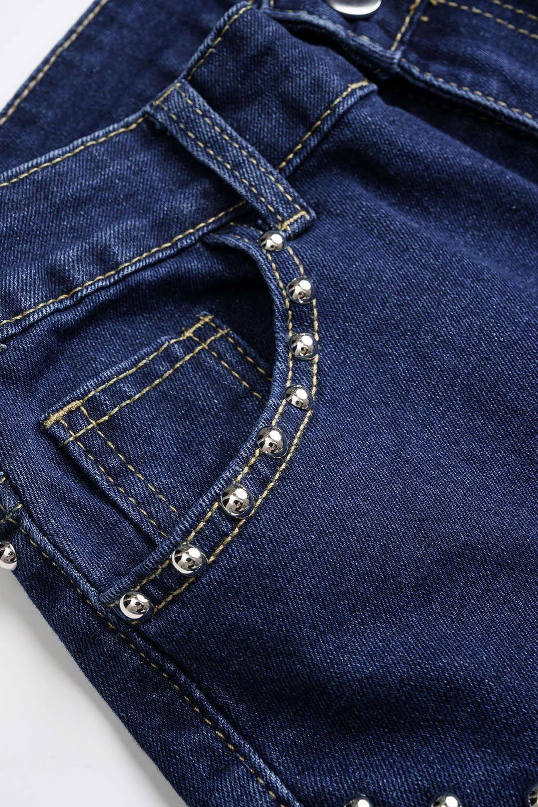 Denim Rivet Decor Straight Leg Jeans sold by Micas product image thumbnail 3