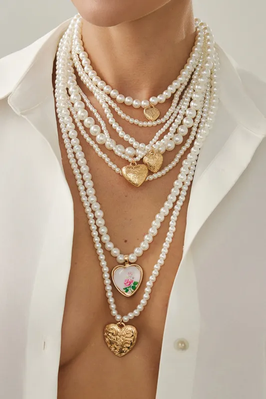 Pearl Heart Pendant Necklace sold by Micas