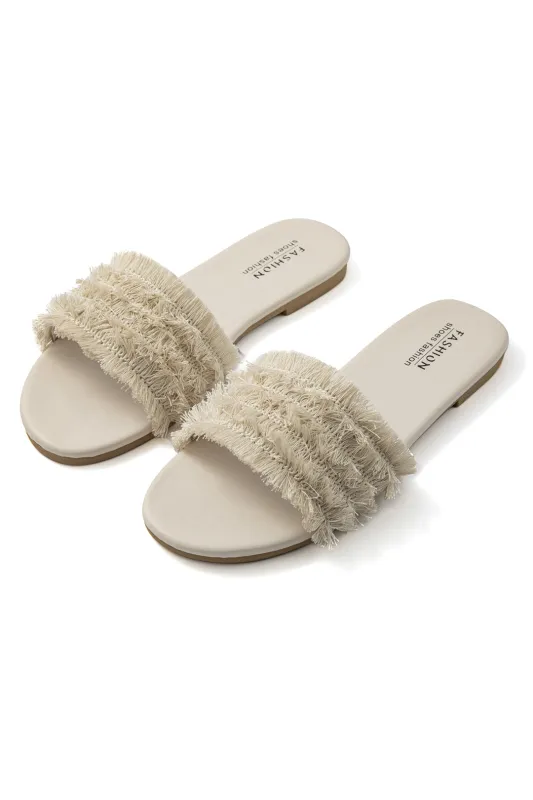 Fringe Toe Slippers sold by Micas