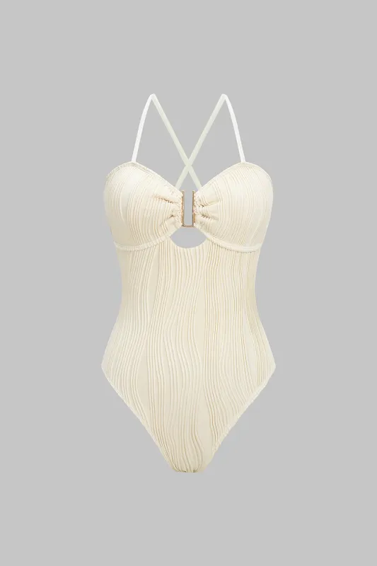 Metallic Decor Crossed Swimsuit made by Micas