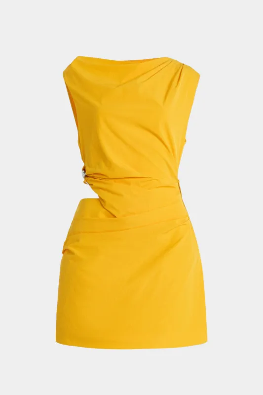 Asymmetrical Ruched Cut Out Sleeveless Mini Dress sold by Micas