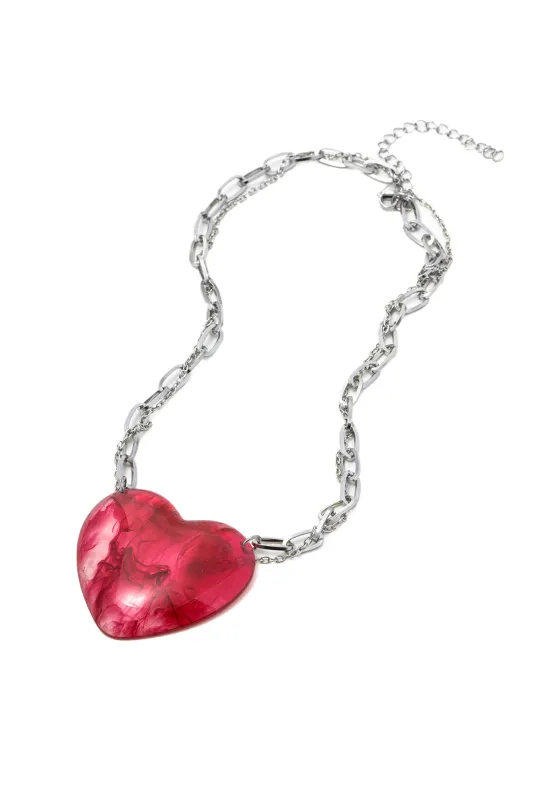Silver Blood Red Heart Necklace sold by Micas