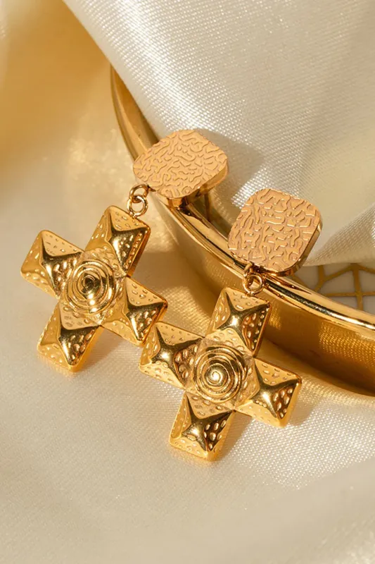 Alloy Cross Irregular Pattern Earrings sold by Micas