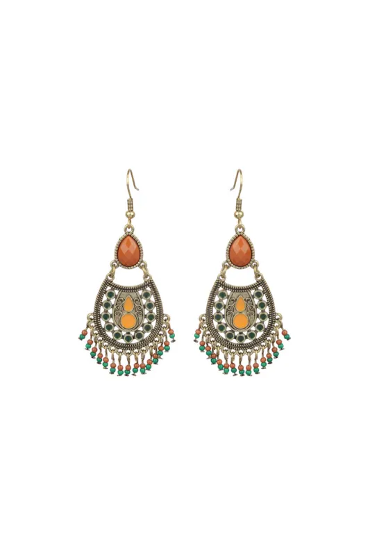 Geometric Leaf Beaded Earrings sold by Micas