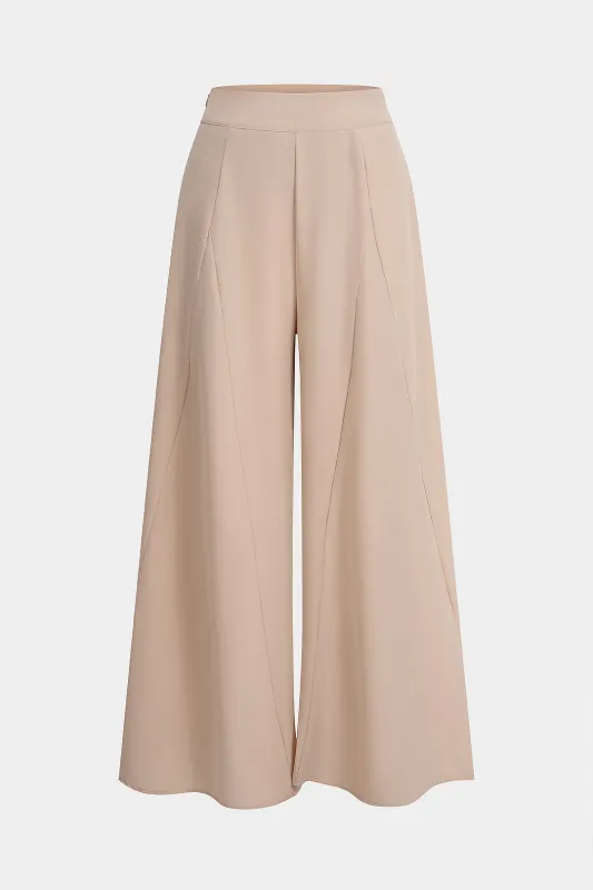Solid High Waist Zipper Wide Leg Pants sold by Micas