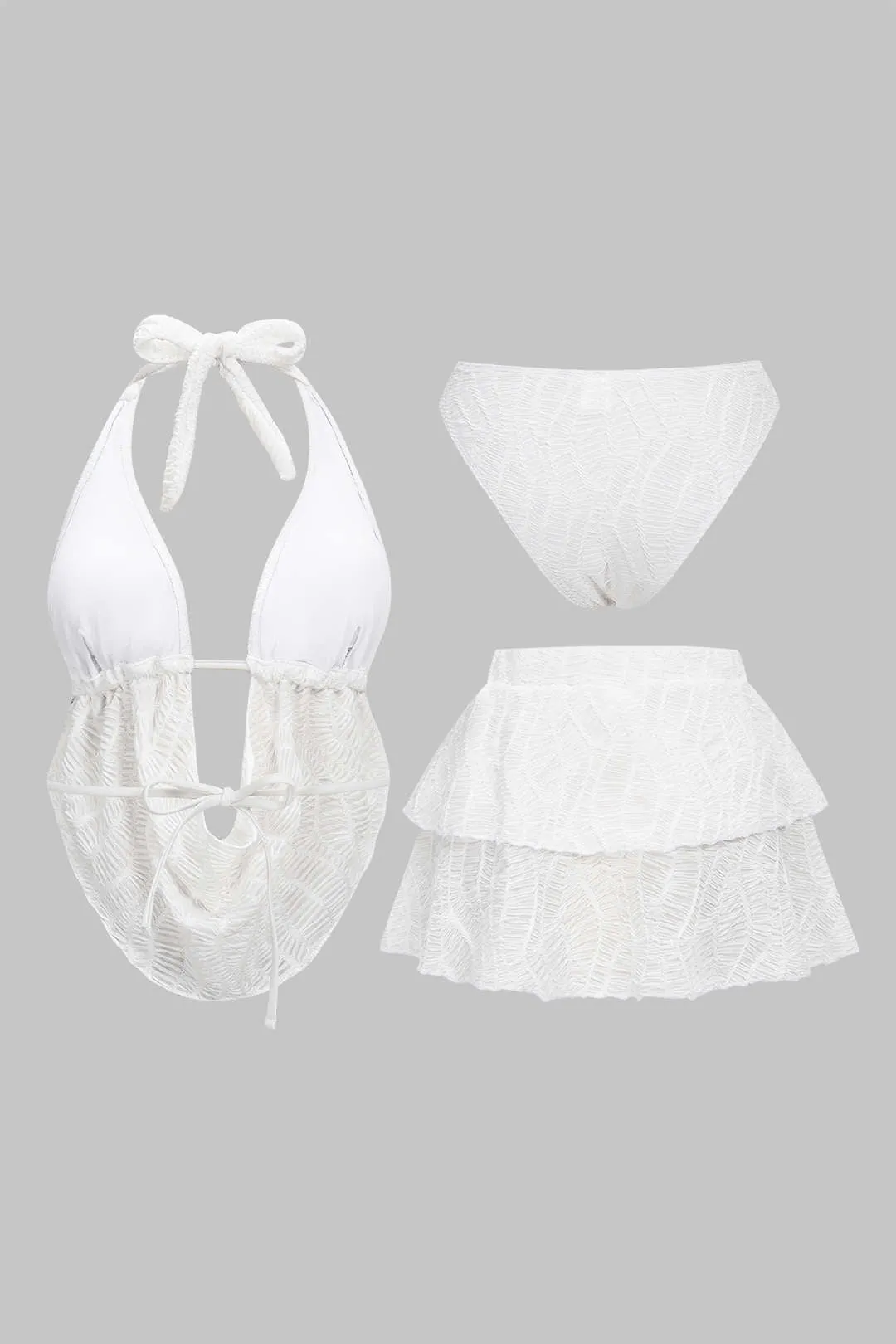 Tie Back Halter Neck Backless Ruched Bikini Set sold by Micas product image thumbnail 2