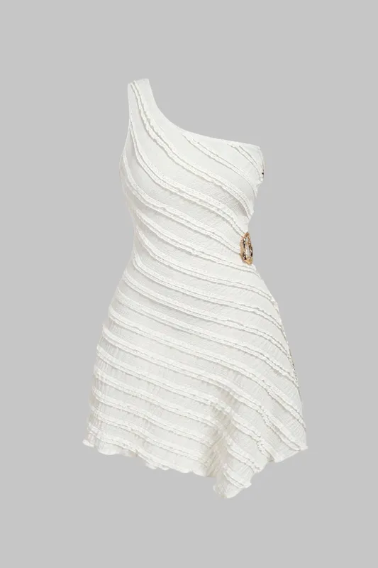 Plus Size Metallic Decor One Shoulder Sleeveless Mini Dress sold by Micas