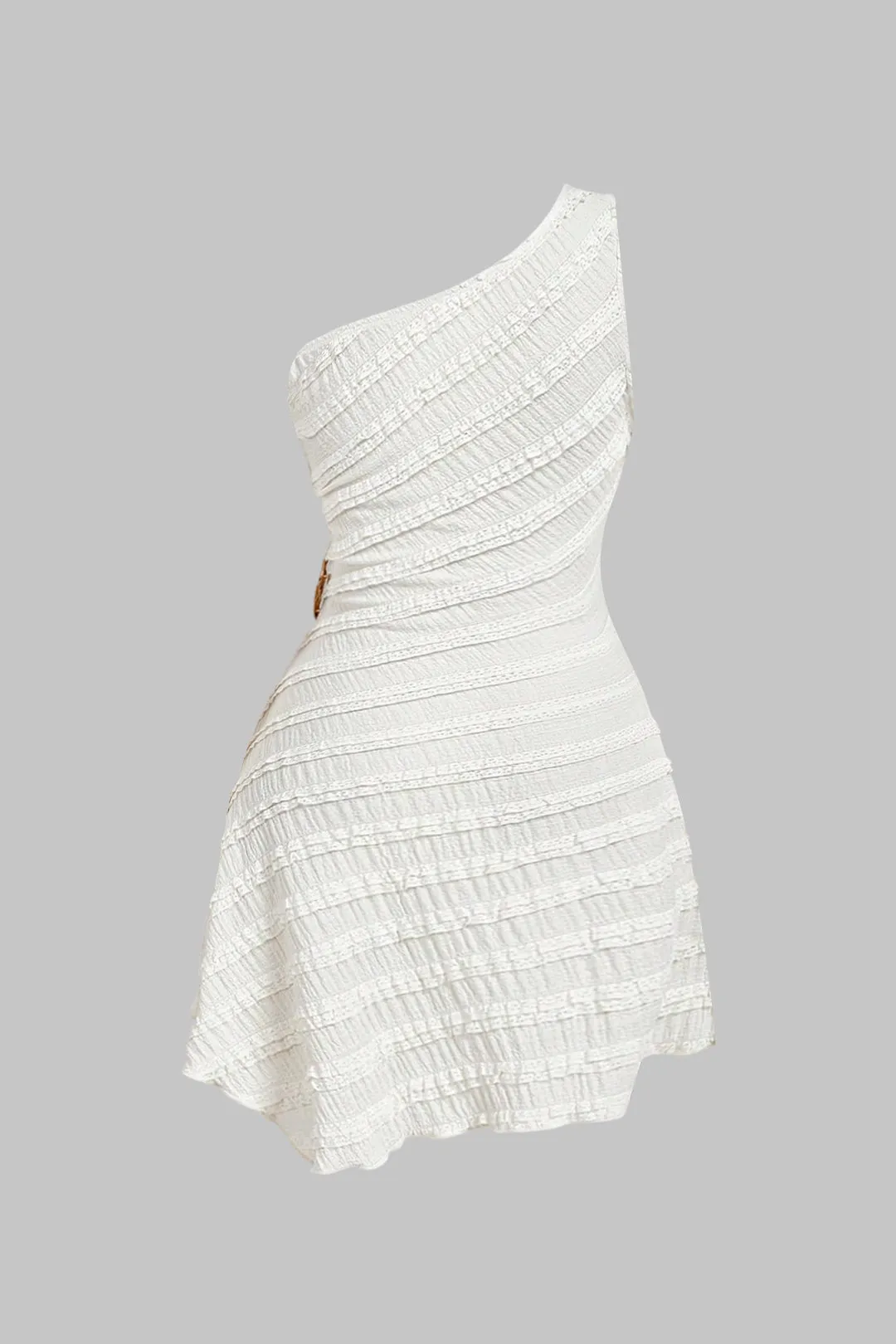 Plus Size Metallic Decor One Shoulder Sleeveless Mini Dress sold by Micas product image thumbnail 2