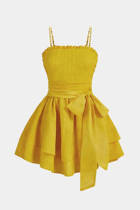 Plus Size Knotted Ruched Sleeveless Mini Dress made by Micas