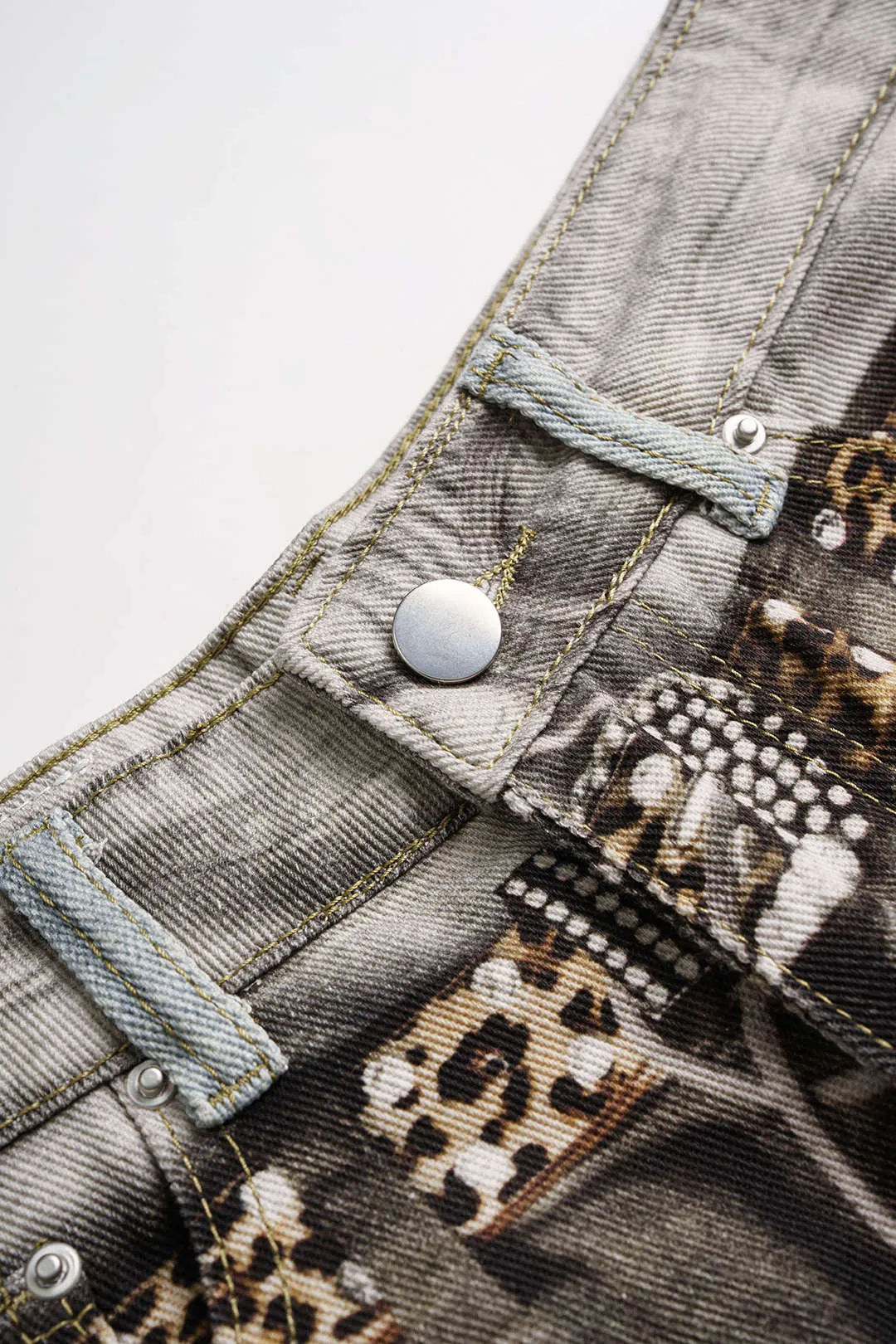 Artistic Denim Print Button Pocket Straight Leg Pants sold by Micas product image thumbnail 3