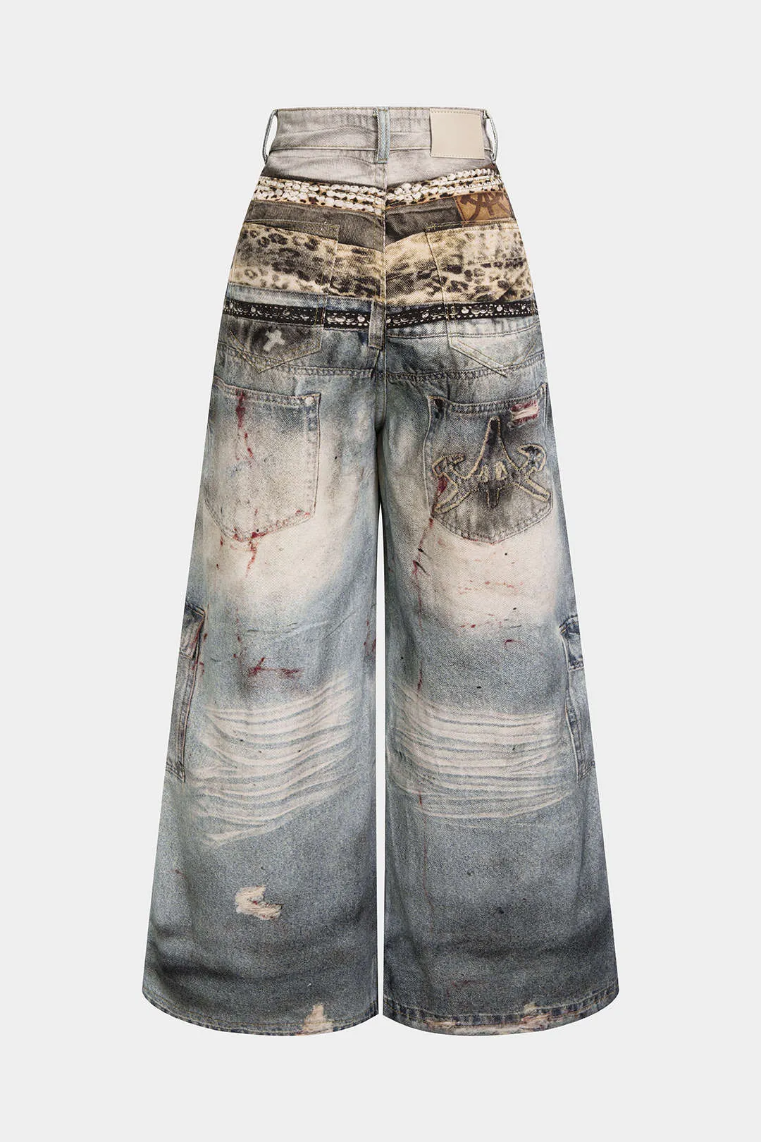 Artistic Denim Print Button Pocket Straight Leg Pants sold by Micas product image thumbnail 2