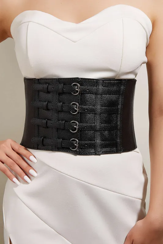 Faux Leather Solid Corset made by Micas